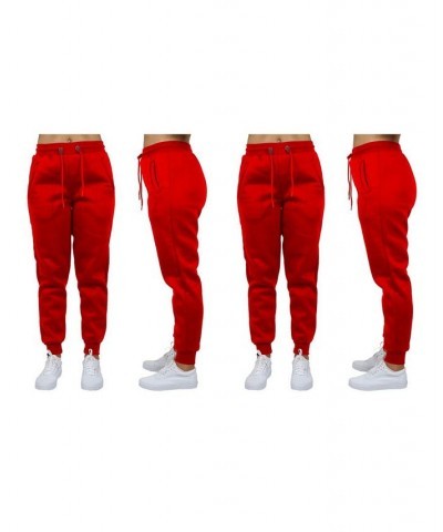 Women's Loose Fit Fleece Jogger Sweatpants Pack of 2 Red - Olive $27.00 Pants