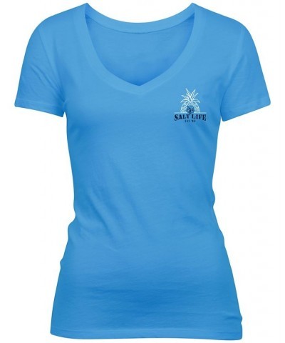 Women's Pineapple Resort Cotton T-Shirt Azure $19.80 Tops