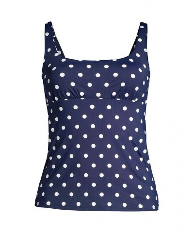 Women's Long Square Neck Underwire Tankini Swimsuit Top Adjustable Straps Deep sea polka dot $43.10 Swimsuits