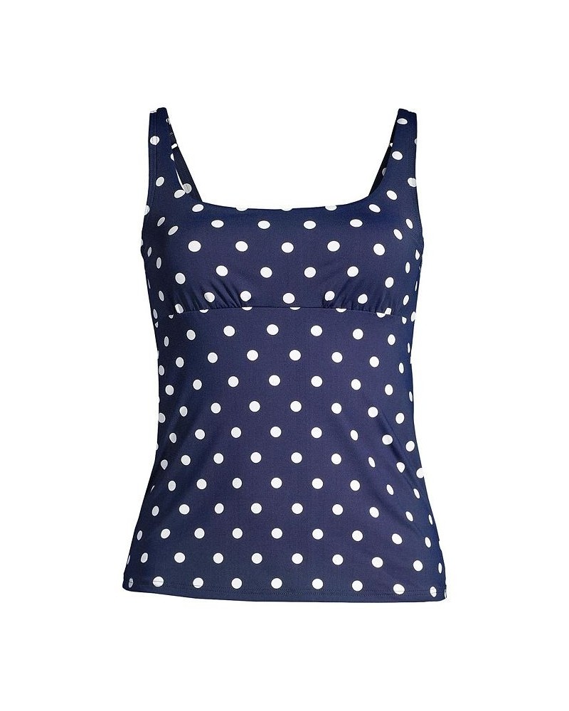 Women's Long Square Neck Underwire Tankini Swimsuit Top Adjustable Straps Deep sea polka dot $43.10 Swimsuits