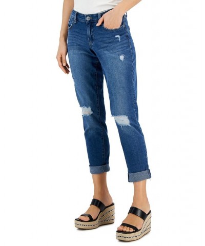 Women's Curvy Mid Rise Ripped Straight-Leg Jeans Portside Wash $22.06 Jeans