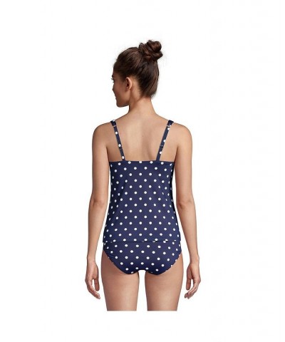 Women's Long Square Neck Underwire Tankini Swimsuit Top Adjustable Straps Deep sea polka dot $43.10 Swimsuits