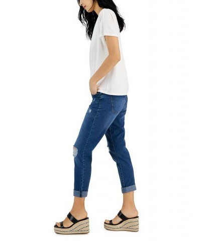 Women's Curvy Mid Rise Ripped Straight-Leg Jeans Portside Wash $22.06 Jeans