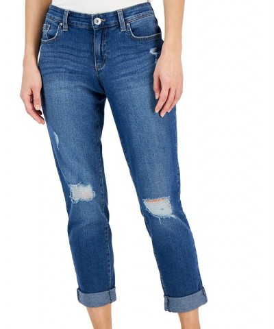 Women's Curvy Mid Rise Ripped Straight-Leg Jeans Portside Wash $22.06 Jeans