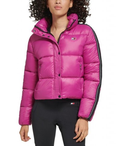 Women's Active Cropped Stretch Puffer Jacket Dahlia $41.11 Jackets