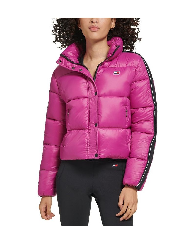 Women's Active Cropped Stretch Puffer Jacket Dahlia $41.11 Jackets