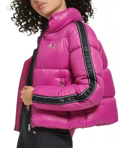 Women's Active Cropped Stretch Puffer Jacket Dahlia $41.11 Jackets