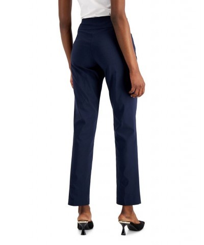 Women's Tummy-Control Pull-On Straight Leg Pants Blue $18.00 Pants