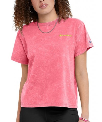 Women's Classic Acid Wash Crewneck Tee Pink $13.98 Tops