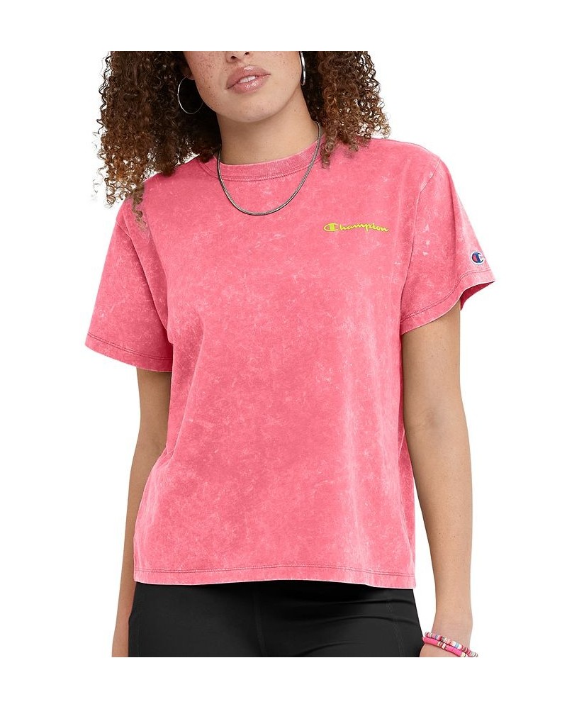 Women's Classic Acid Wash Crewneck Tee Pink $13.98 Tops