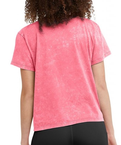 Women's Classic Acid Wash Crewneck Tee Pink $13.98 Tops