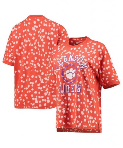 Women's Orange Clemson Tigers Bishop Bleach Wash T-shirt Orange $20.70 Tops