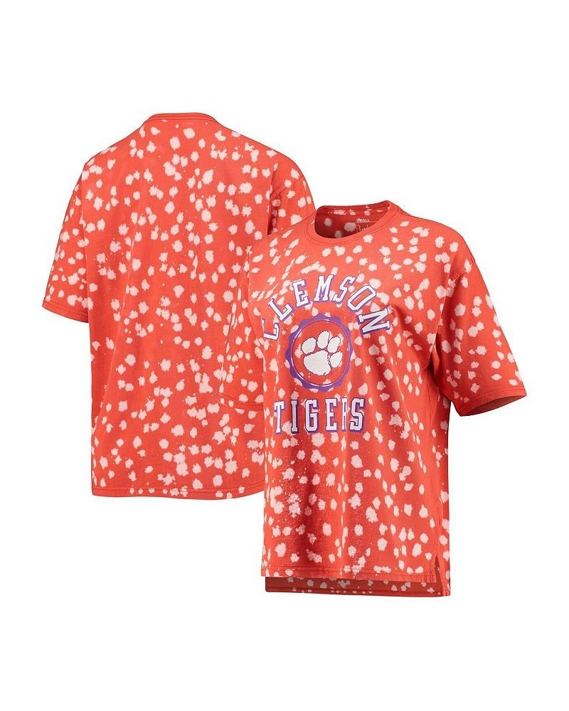 Women's Orange Clemson Tigers Bishop Bleach Wash T-shirt Orange $20.70 Tops