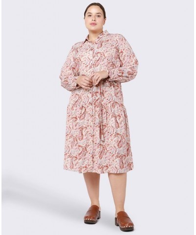 Trendy Plus Size Long-Sleeve Tiered Midi Shirtdress Peacock $18.25 Dresses