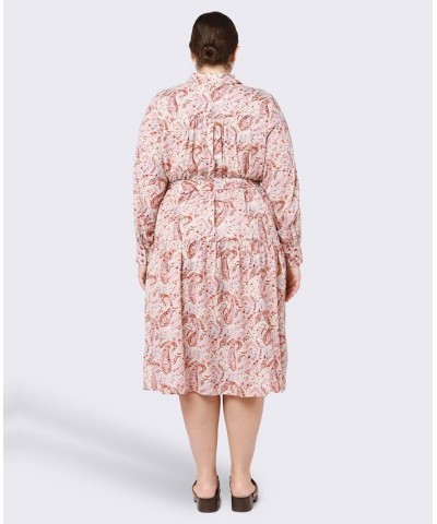 Trendy Plus Size Long-Sleeve Tiered Midi Shirtdress Peacock $18.25 Dresses