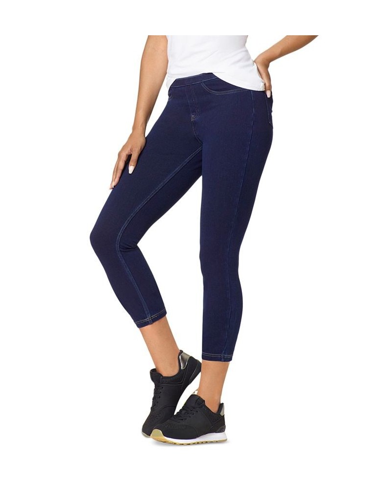 Women's Pull-On Mid-Rise Denim Capri Leggings Dark Wash $28.00 Pants