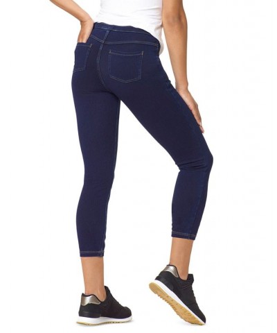 Women's Pull-On Mid-Rise Denim Capri Leggings Dark Wash $28.00 Pants