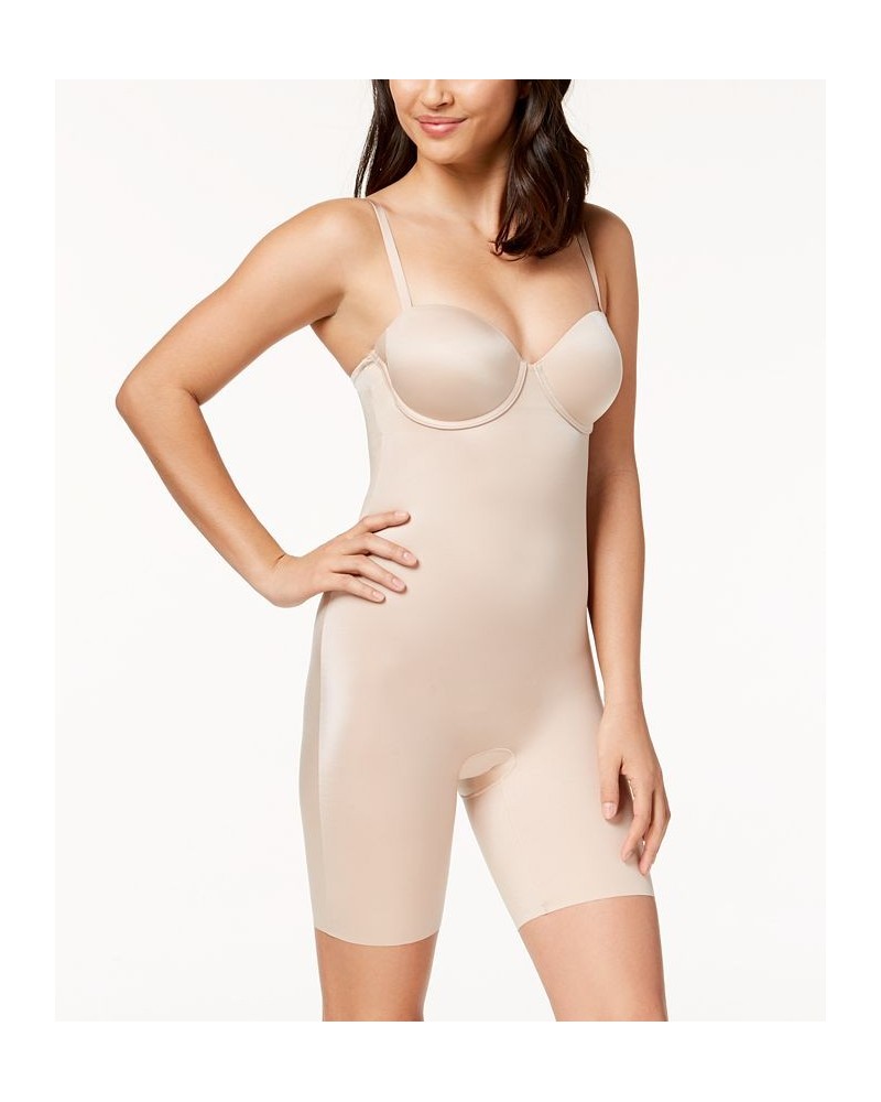 Suit Your Fancy Strapless Cupped Mid-Thigh Bodysuit Tan/Beige $75.84 Shapewear