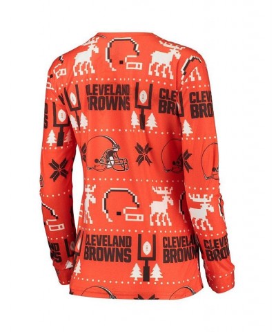 Women's Orange Cleveland Browns Ugly Pajamas Set Orange $28.70 Pajama