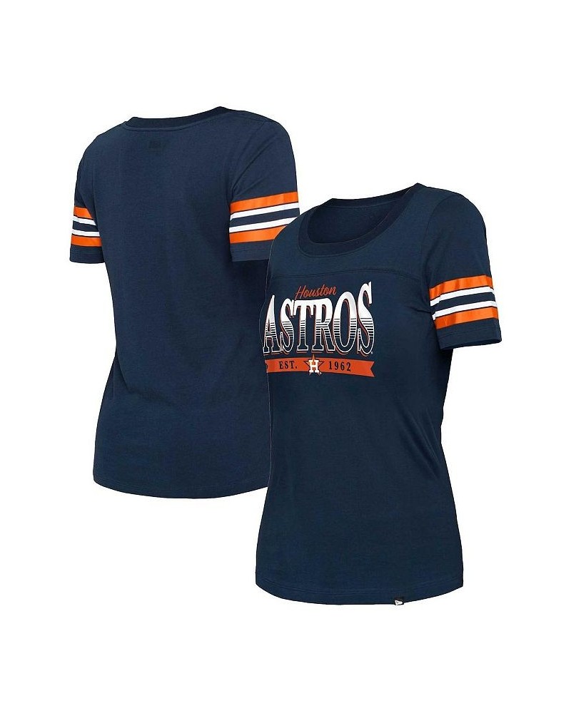 Women's Navy Houston Astros Team Stripe T-shirt Navy $24.37 Tops