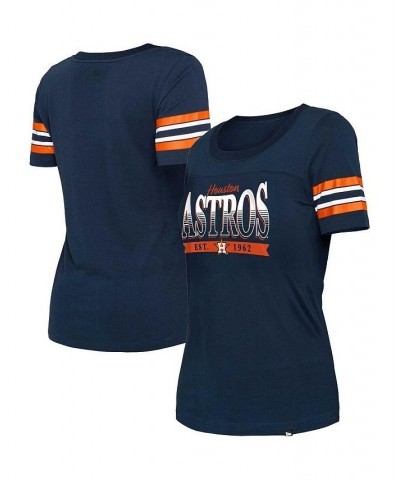 Women's Navy Houston Astros Team Stripe T-shirt Navy $24.37 Tops