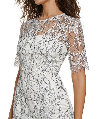 Women's Short-Sleeve Lace Sheath Dress Ivory Multi $78.32 Dresses