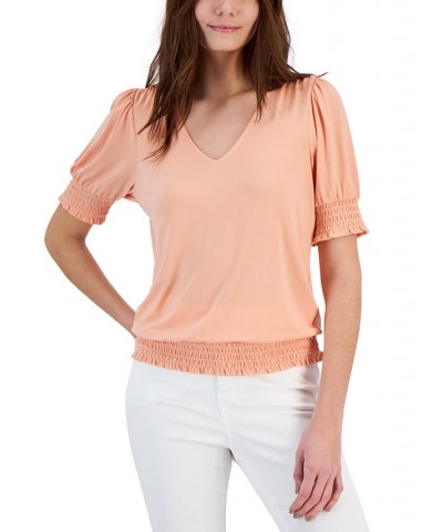 Women's Smocked-Trim Top Pink $14.58 Tops