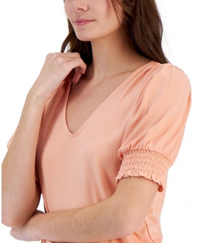 Women's Smocked-Trim Top Pink $14.58 Tops