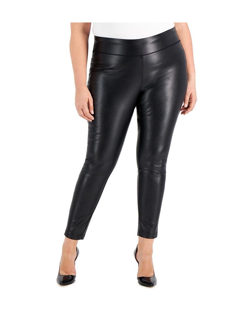 Faux-Leather Ankle-Length Skinny Pants Deep Black $14.18 Pants