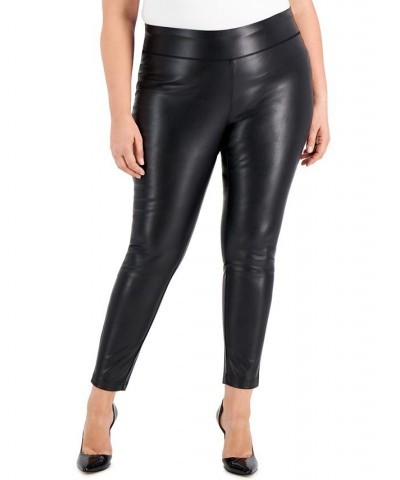 Faux-Leather Ankle-Length Skinny Pants Deep Black $14.18 Pants