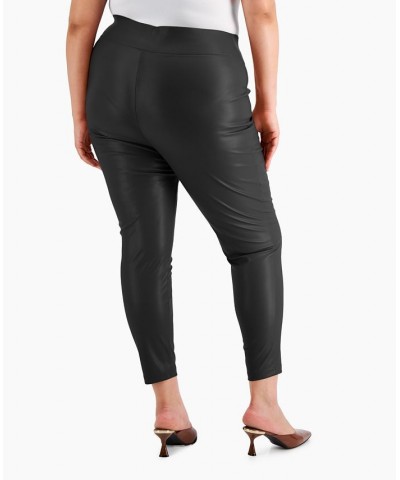 Faux-Leather Ankle-Length Skinny Pants Deep Black $14.18 Pants