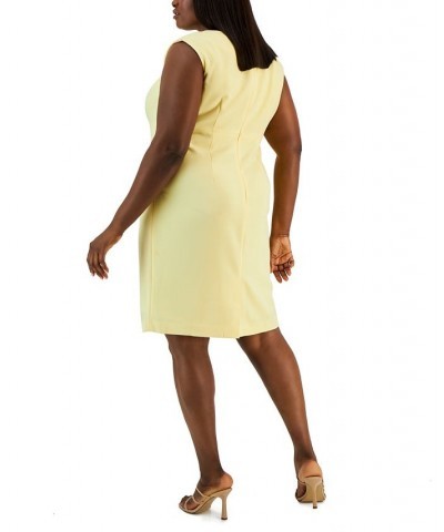 Plus Size Sleeveless Sheath Dress Pale Yellow $36.09 Dresses