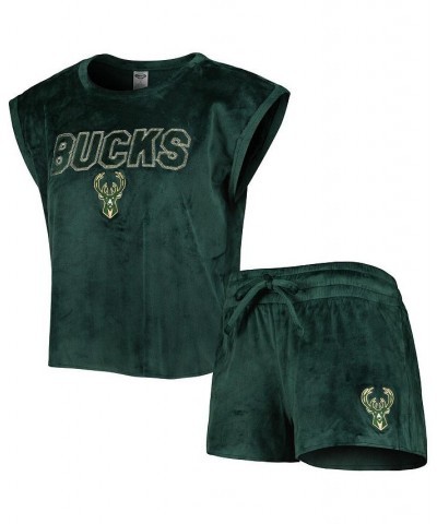 Women's Hunter Green Milwaukee Bucks Intermission T-shirt and Shorts Sleep Set Hunter Green $28.70 Pajama