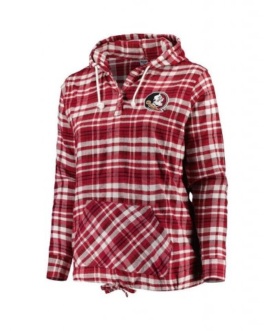 Women's Garnet and Black Florida State Seminoles Plus Size Mainstay Plaid Henley Raglan Pullover Hoodie Red $29.40 Sweatshirts