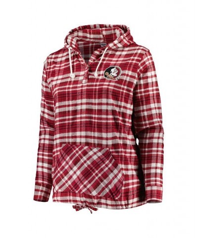 Women's Garnet and Black Florida State Seminoles Plus Size Mainstay Plaid Henley Raglan Pullover Hoodie Red $29.40 Sweatshirts