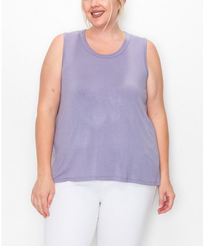 Plus Size Scoop Neck Swing Tank Top Lavender $16.56 Tops