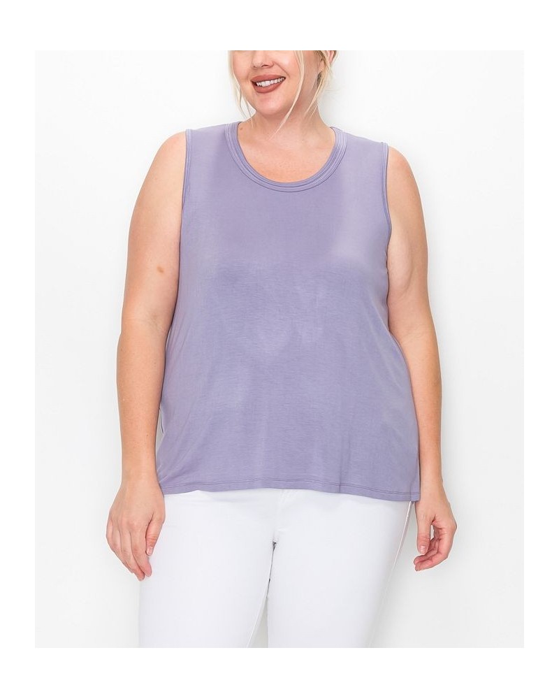 Plus Size Scoop Neck Swing Tank Top Lavender $16.56 Tops