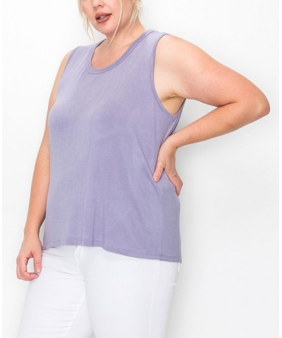 Plus Size Scoop Neck Swing Tank Top Lavender $16.56 Tops