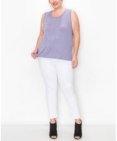 Plus Size Scoop Neck Swing Tank Top Lavender $16.56 Tops