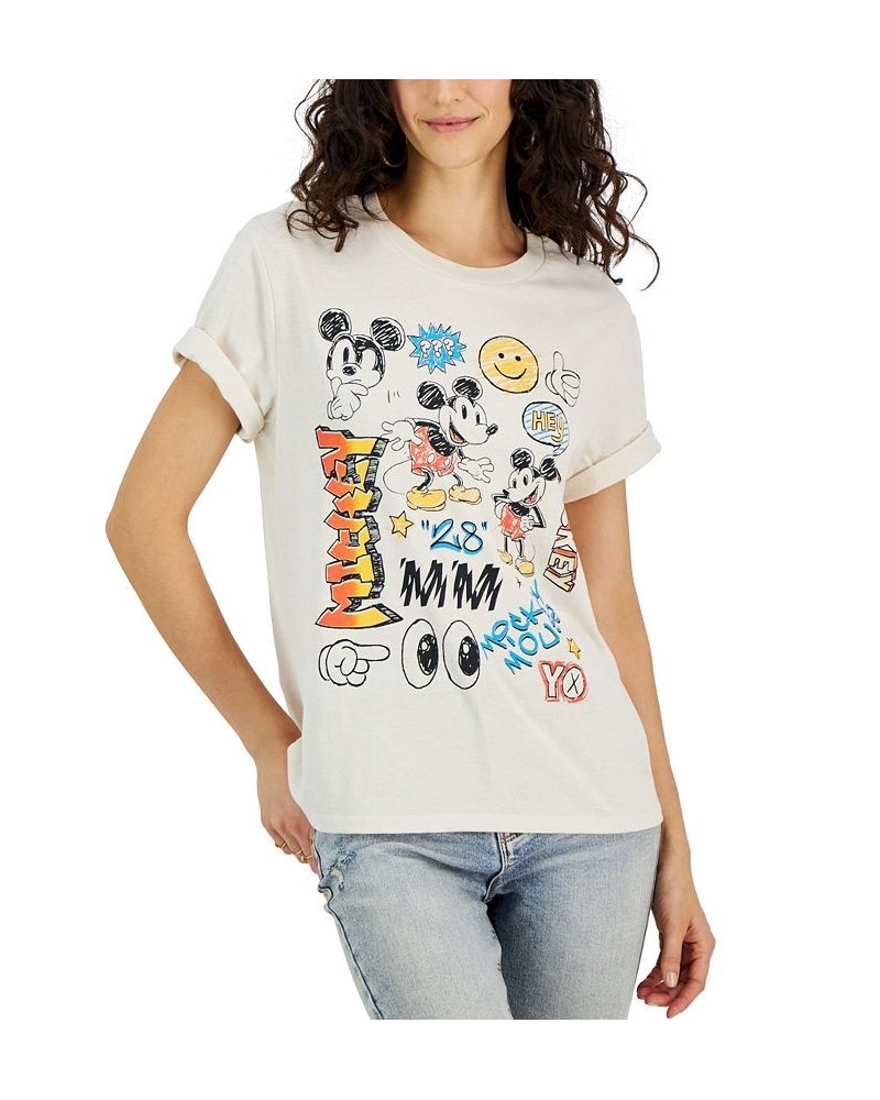 Juniors' Mickey Mouse Doodle Crewneck Graphic T-Shirt Birch $9.87 Tops