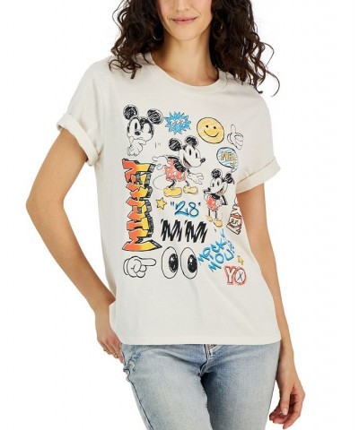 Juniors' Mickey Mouse Doodle Crewneck Graphic T-Shirt Birch $9.87 Tops