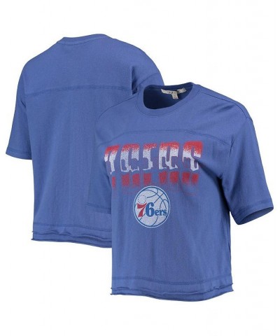 Women's Royal Philadelphia 76Ers Gradient Crop Top Royal $26.54 Tops