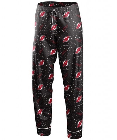 Women's Black New Jersey Devils Long Sleeve Button-Up Shirt Pants Sleep Set Black $35.69 Pajama