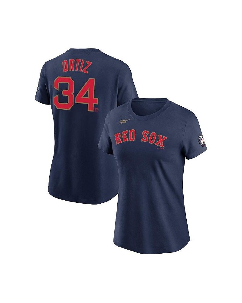 Women's David Ortiz Navy Boston Red Sox Name and Number T-shirt Navy $24.50 Tops