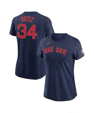 Women's David Ortiz Navy Boston Red Sox Name and Number T-shirt Navy $24.50 Tops