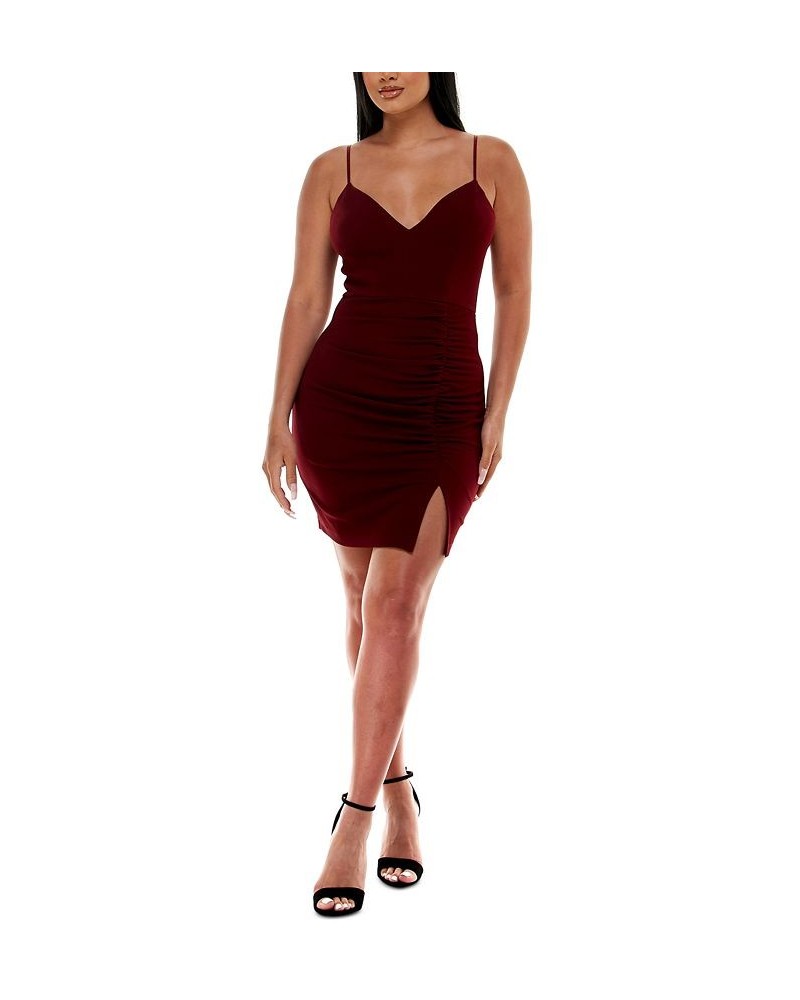 Juniors' V-Neck Bodycon Dress Wine $20.29 Dresses