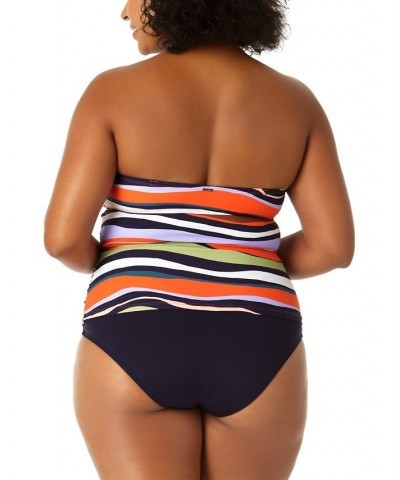 Plus Size Twisted Printed Tankini Top Sandy Wave Multi Stripe $35.00 Swimsuits