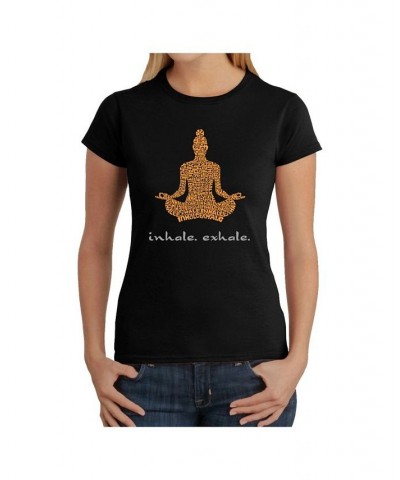 Women's Word Art T-Shirt - Inhale Exhale Black $20.16 Tops