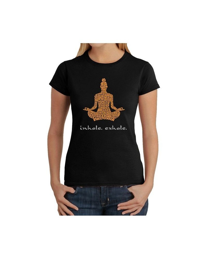 Women's Word Art T-Shirt - Inhale Exhale Black $20.16 Tops