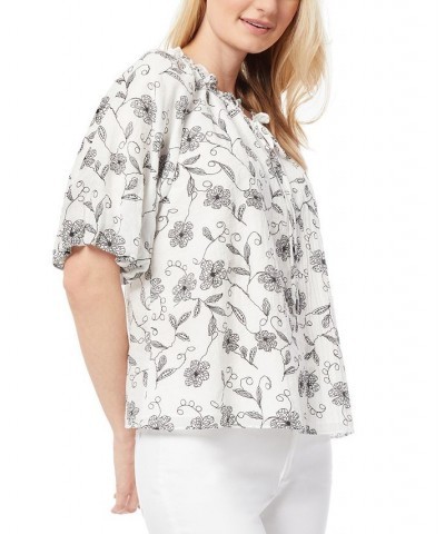 Women's Puff Sleeve Tie Neck Peasant Blouse NYC White, Jones Black $36.70 Tops